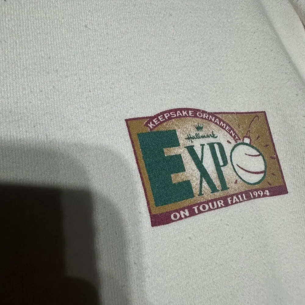 Hallmark 1994 Expo Sweatshirt Men's Size L White Pullover Keepsake Ornament Tour